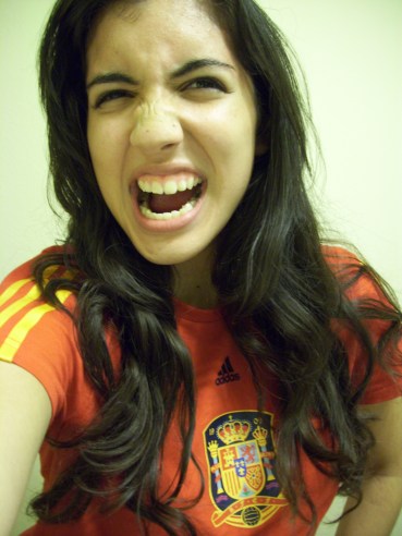During 2010 festivities. Rockin' the Spain jersey.