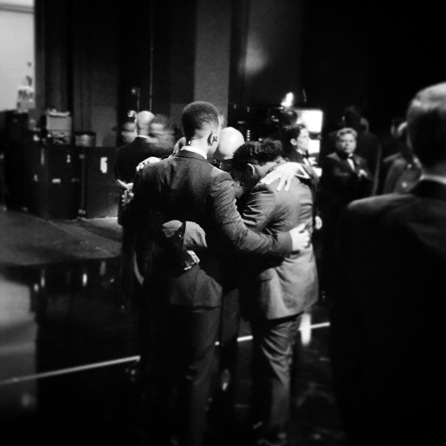 @theacademy John Legend, Common and crew taking a moment before they hit the stage #oscars  